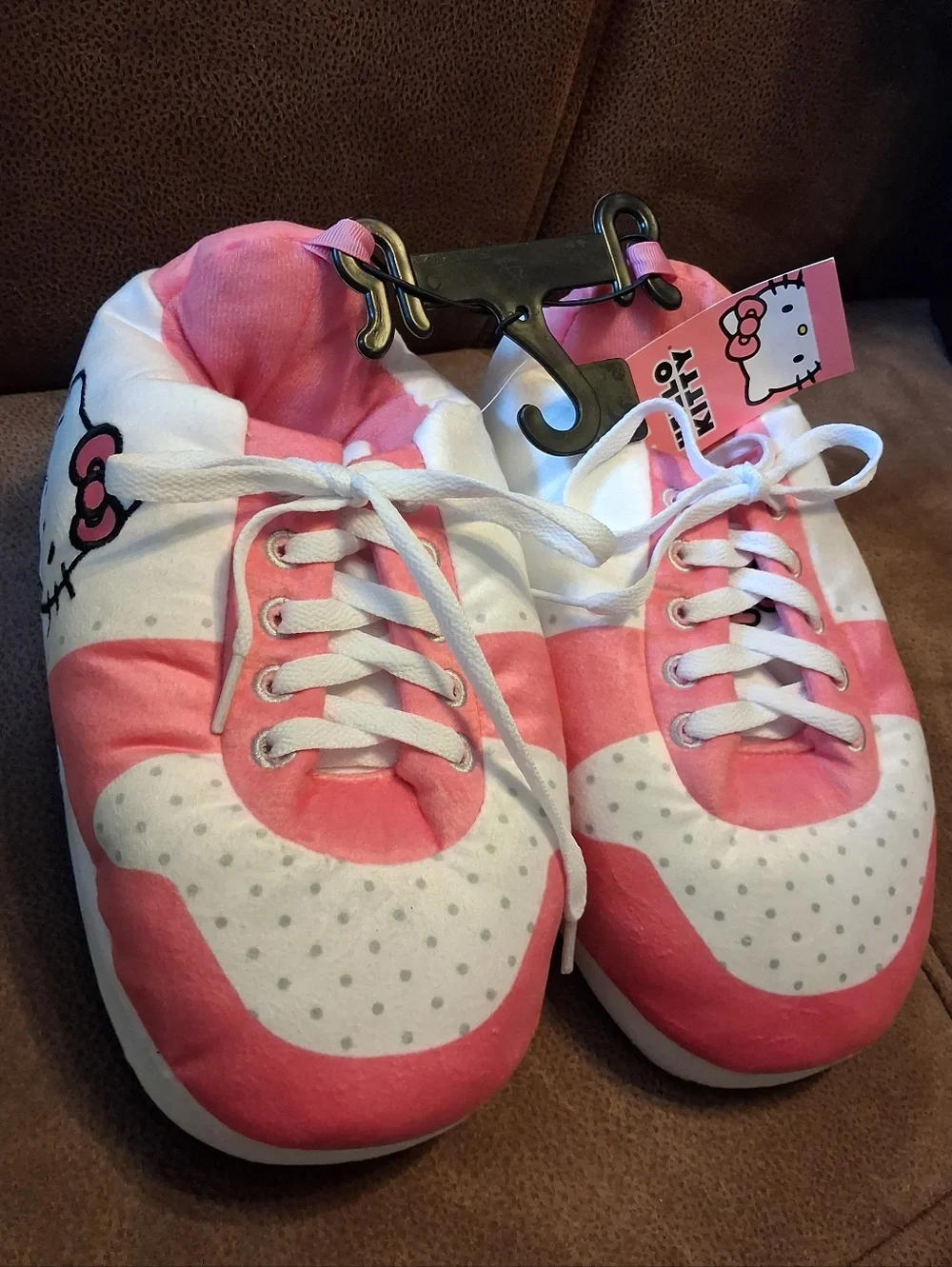 Hello Kitty Kids Pink & White Lace-Up Slipper Shoes Size 2-3